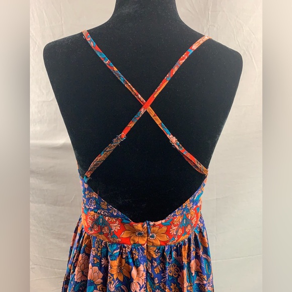 Boho Floral Print Backless Deep V Neck Maxi Dress - Picture 12 of 12